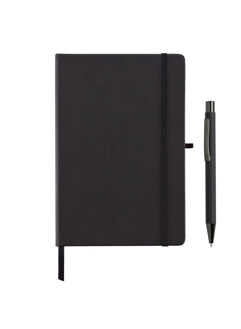 giftology Giftology A5 Notebook Set: Hard Cover Notebook with Pen - Writing Accessories. Notebook and Pen stationary for Office Supplies, Back to School, Gifts for Writers, Students, and Professionals (Black)  - Image 1
