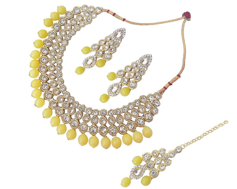 CHRISHAN Store gold plated designer stone pearl necklace set for women and girls. - Image 2