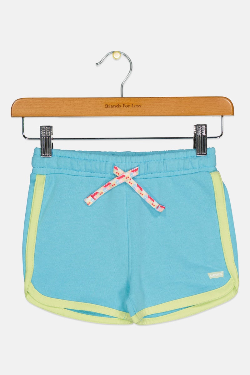 Levi's Kids Girl Brand Logo Basic Shorts, Turquoise - Image 3