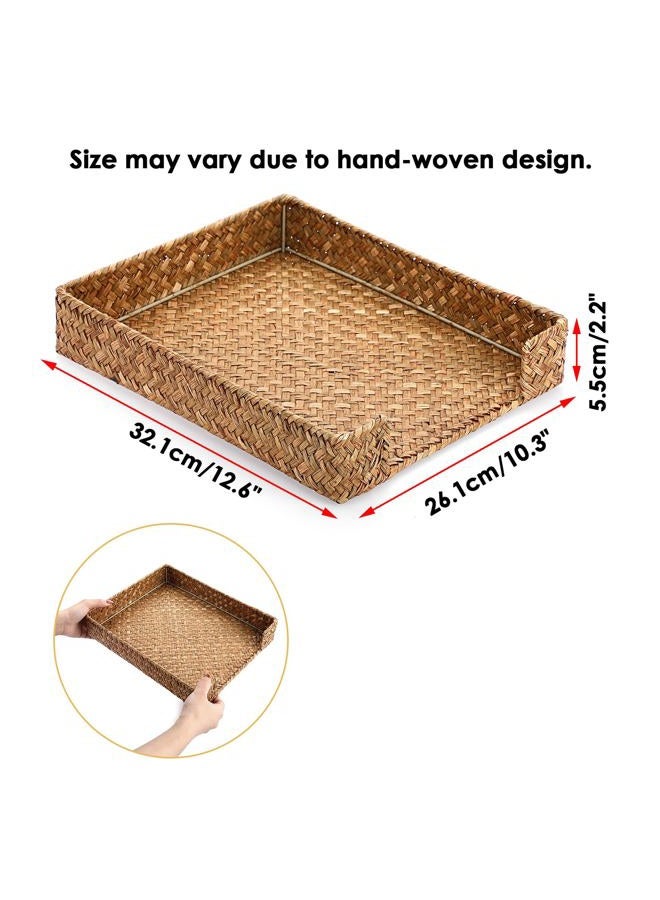 BTSKY Natural Woven Seagrass Letter Tray Desk Paper Document File Organizer, Caramel - Image 4
