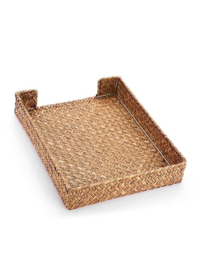 BTSKY Natural Woven Seagrass Letter Tray Desk Paper Document File Organizer, Caramel - Image 5