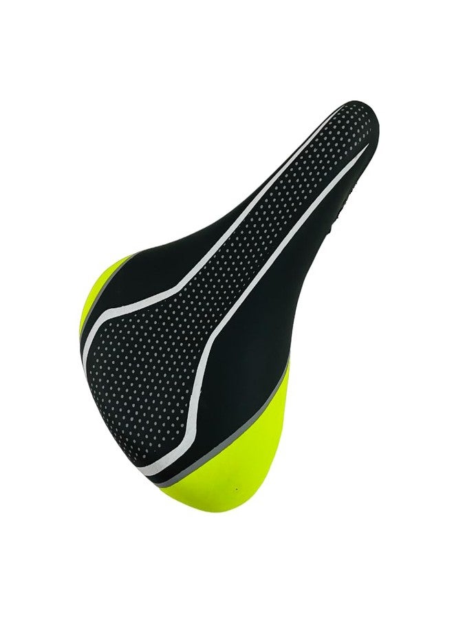 Impetus Bicycle Saddle Complete for Senior Junior Soft Cushion at Top PU Form 24-29 Inch Tire Size Cycle Seat Unisex Cycling Size 24T 26T 27T 29T Dual Color Tone (Black-Green) - Image 1
