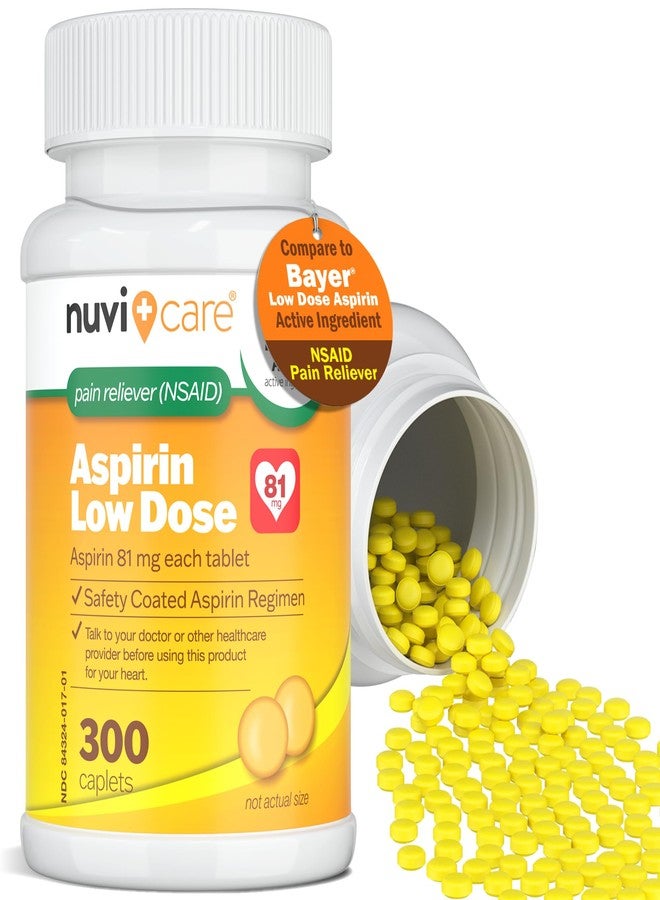 NUVICARE Low Dose Aspirin 81mg for Adults Coated Caplets - Compare to Active Ingredient in Low Dose Bayer Aspirin for Adults - Safety Coated (300 Count) - Image 2