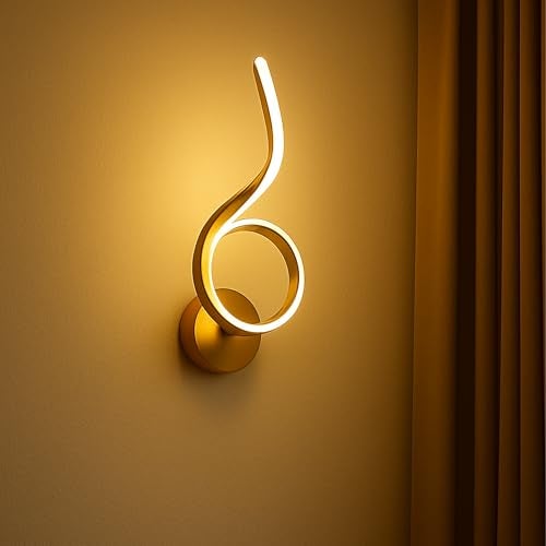 SINOMAN Elegant LED Wall Light Spiral Design Metal Acrylic Gold Finsih Long-Lasting 3 in 1 Color Changing Energy Efficient Lighting Lamp for Bedroom, Living Room, Dining Area, Modern Home Décor - Image 3