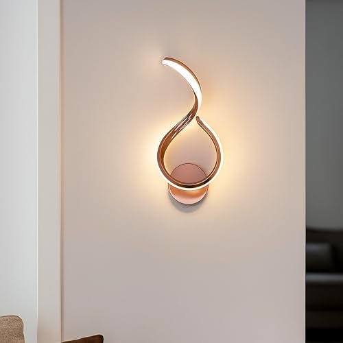 SINOMAN Elegant LED Wall Light Spiral Design Metal Acrylic Gold Finsih Long-Lasting 3 in 1 Color Changing Energy Efficient Lighting Lamp for Bedroom, Living Room, Dining Area, Modern Home Décor - Image 4