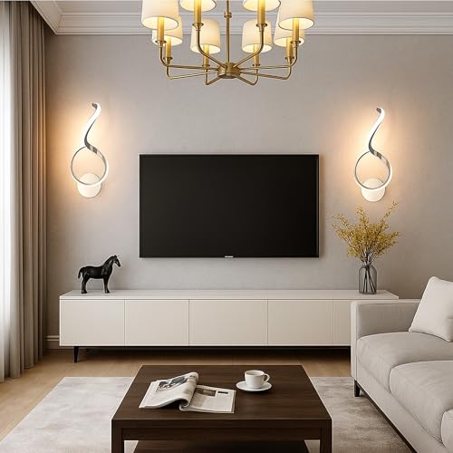 SINOMAN Elegant LED Wall Light Spiral Design Metal Acrylic Gold Finsih Long-Lasting 3 in 1 Color Changing Energy Efficient Lighting Lamp for Bedroom, Living Room, Dining Area, Modern Home Décor - Image 5