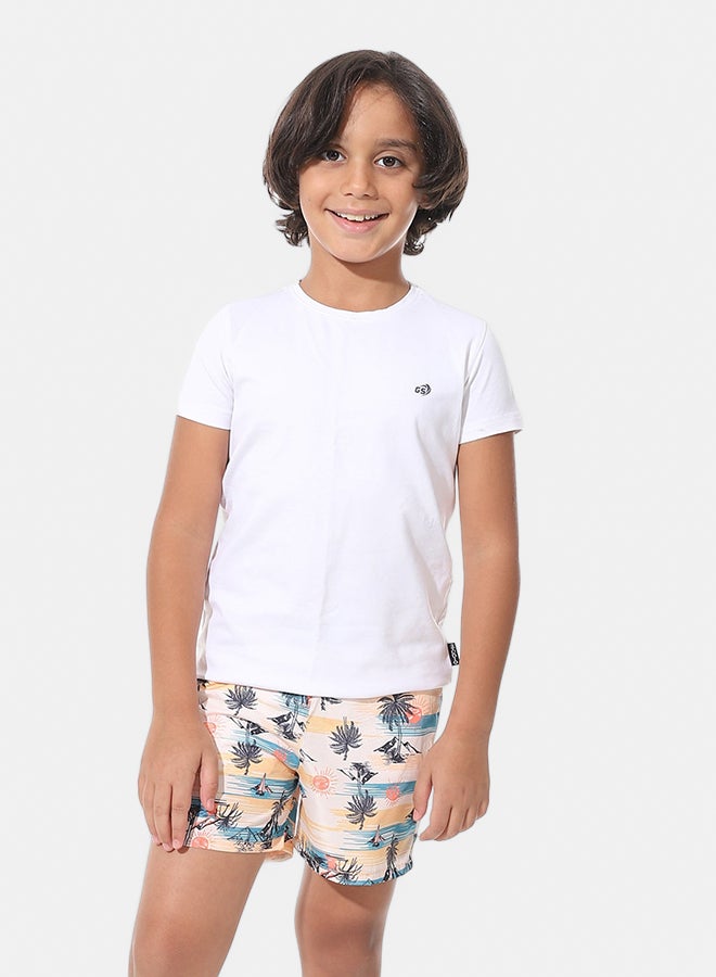Andora Boys Short Printed Swimsuit _ Beige & Blue & Black - Image 4