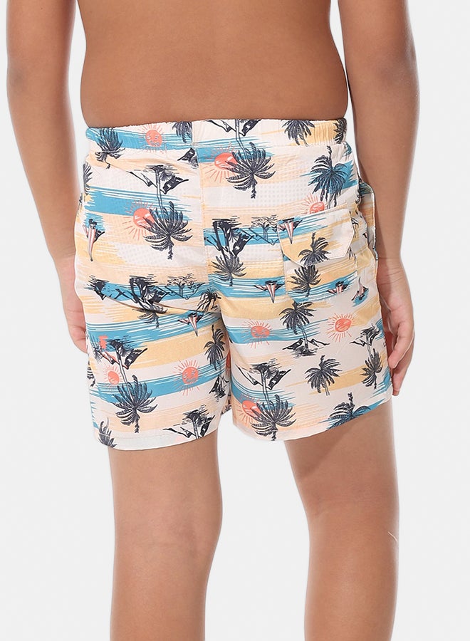 Andora Boys Short Printed Swimsuit _ Beige & Blue & Black - Image 3