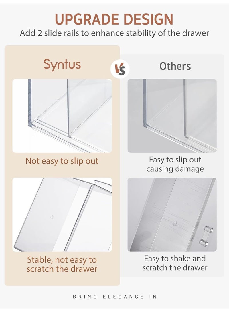 والالا مجموعة من 3 أدراج تخزين قابلة للتكديس، درج مستحضرات تجميل أكريليك قابل للسحب، صندوق عرض منزلي شفاف، صندوق تخزين مستحضرات تجميل مقاوم للغبار، خزانة مطبخ، منظم مكياج، تخزين تحت الحوض - Image 3