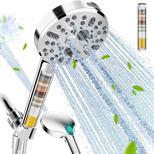 Cobbe Filtered Shower Head with Handheld, High Pressure 9 Spray Mode Showerhead with Filters, detachable shower head, Water Softener for Hard Water Remove Chlorine and Harmful Substance, Chrome - Image 1