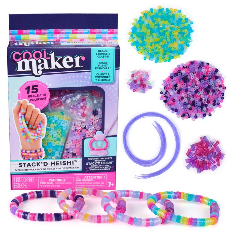 Cool Maker, Stackâ€™d Heishi Expansion Pack Bead Kit, Bracelet Making Kit with Over 1300 Beads for Bracelets, Makes 15, Arts and Crafts Kids Toys for Girls Ages 7 and up - Image 1