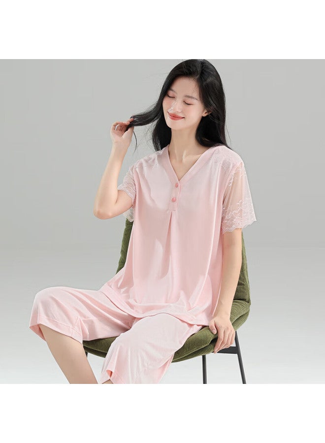 Manza Marlensa women's Summer Short Sleeve Seven-point Pants New Style Can Be Worn Outside Women's Home Wear - Image 1