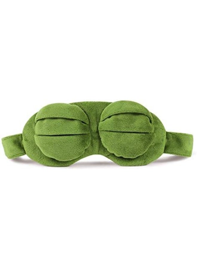 قناع نوم طريف ومضحك بتصميم وجه الضفدع الأخضر (Pepe) - غطاء عين مُبالغ فيه بنمط 3D - Image 1