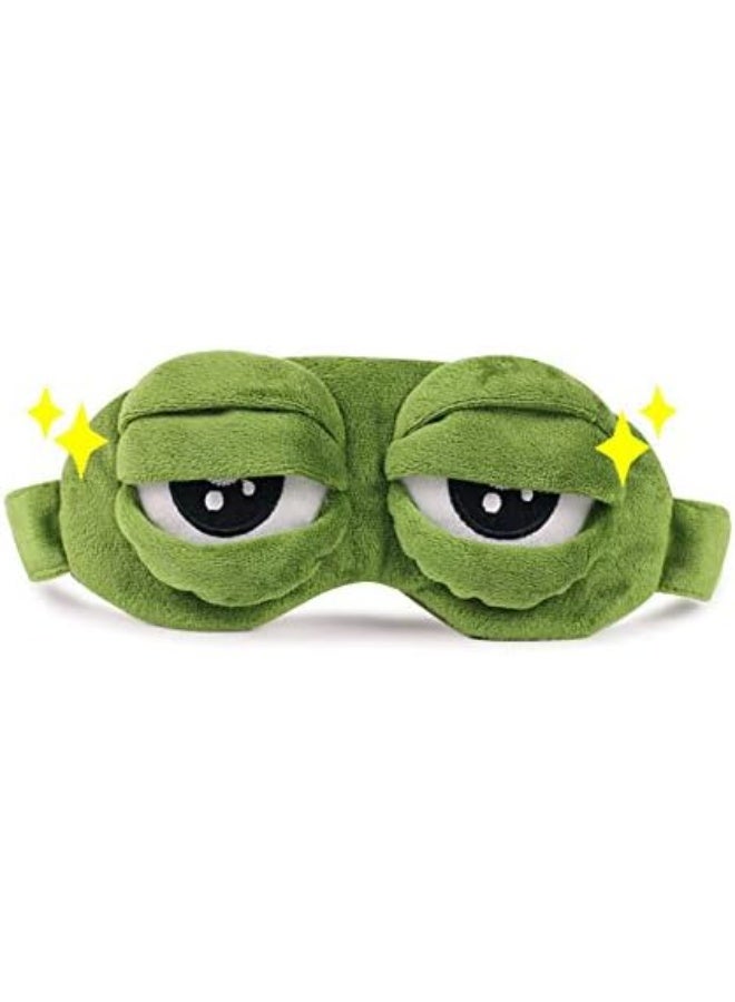 قناع نوم طريف ومضحك بتصميم وجه الضفدع الأخضر (Pepe) - غطاء عين مُبالغ فيه بنمط 3D - Image 4