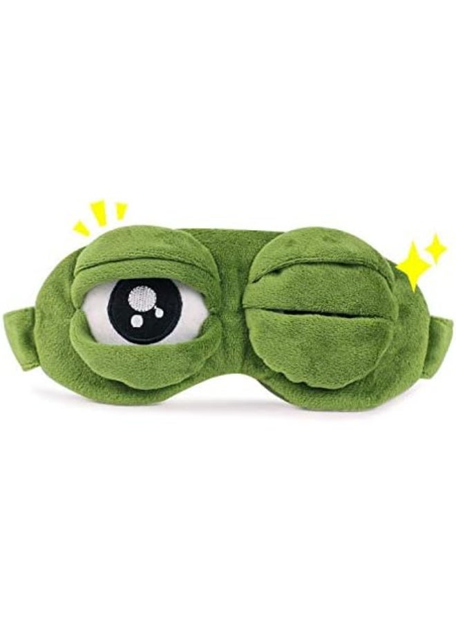 قناع نوم طريف ومضحك بتصميم وجه الضفدع الأخضر (Pepe) - غطاء عين مُبالغ فيه بنمط 3D - Image 3