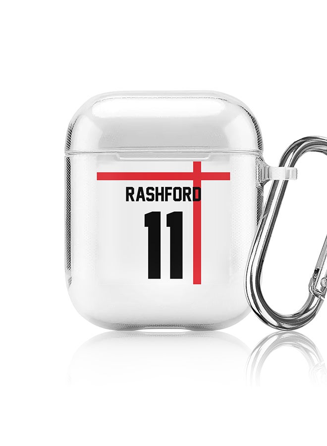 Stylizedd Classic Clear printed Case for Apple Airpods 2 / 1 Soft TPU Gel Thin Transparent Flexible Cover - Football Team - England, Player Name - Rashford - Image 1