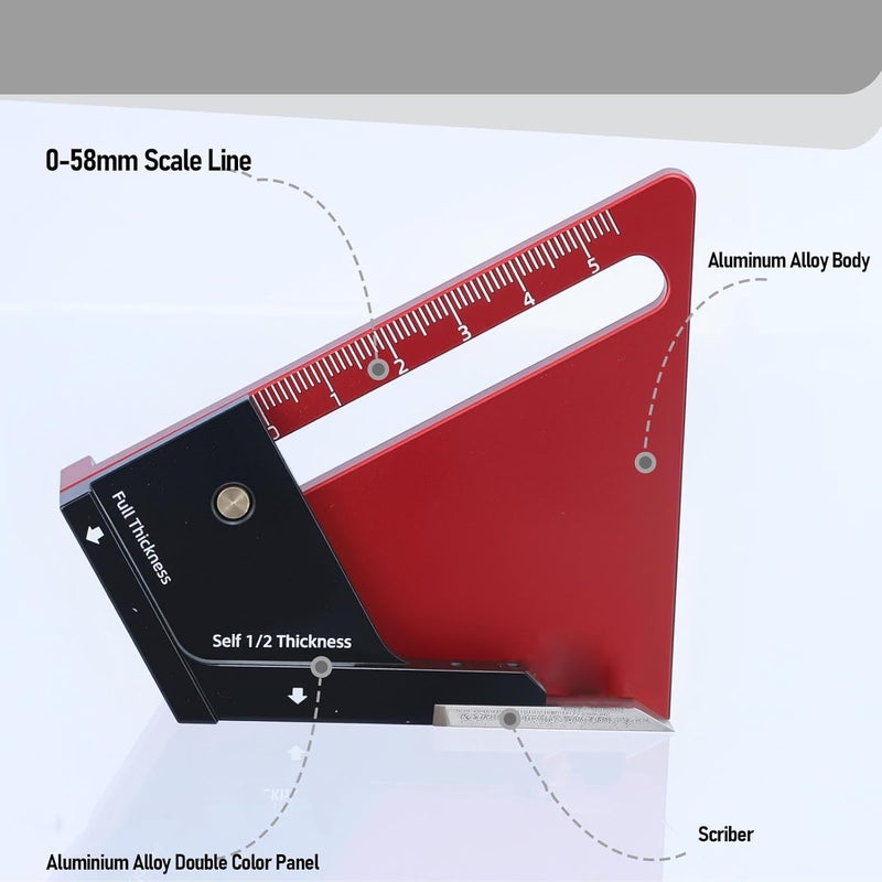 Luocute Center Line Scriber, Woodworking Marking Tool with Adjustable CNC Machined Aluminum Alloy, for Table Saw Drill Press Bandsaw Height Setting 0-58mm - Image 5