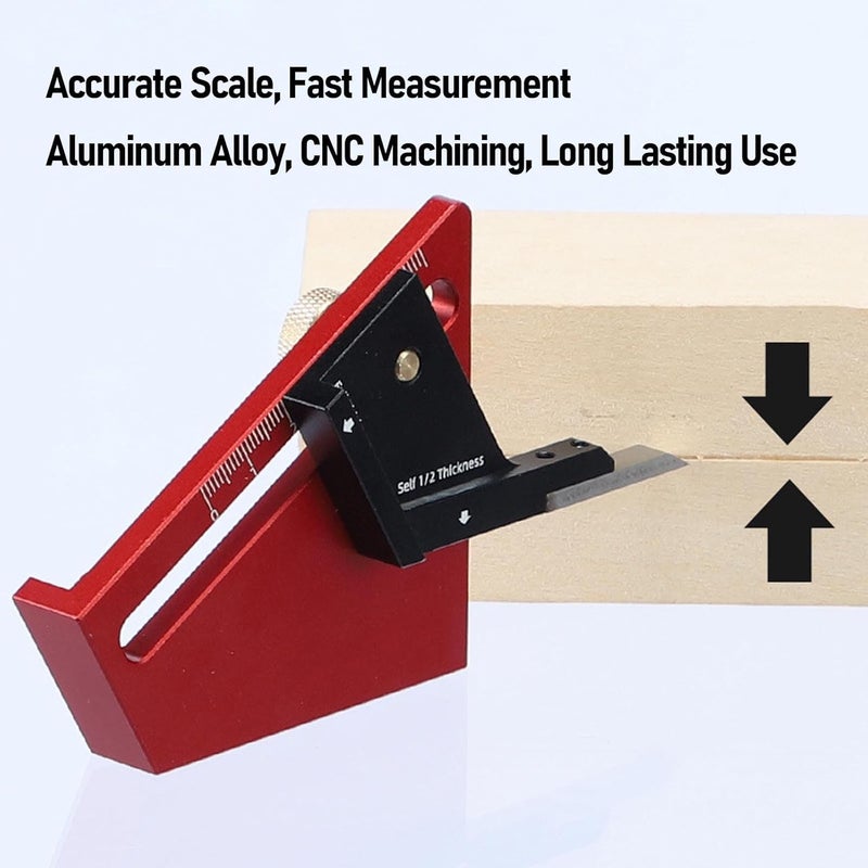 Luocute Center Line Scriber, Woodworking Marking Tool with Adjustable CNC Machined Aluminum Alloy, for Table Saw Drill Press Bandsaw Height Setting 0-58mm - Image 3