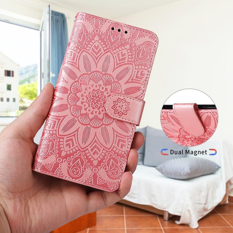 erorex For Tecno Pova 7 5G Embossed Sunflower Leather Phone Case(Pink) - Image 5