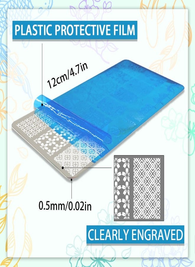 PH PandaHall 5pcs Traditional Chinese Style Nail Stamping Plates, Lucky Words Panda Flower Nail Stamper Texture Nail Art Stencils Stainless Steel Nail Image Plates for New Year Manicure Salon - Image 2