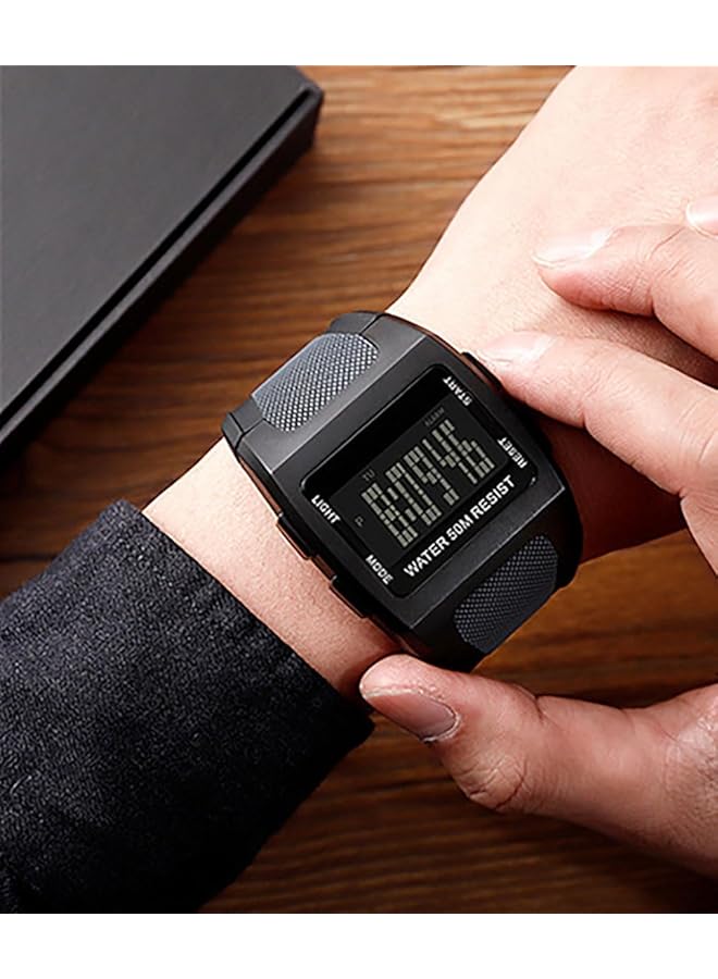 ساعة رياضية رقمية مربعة للرجال - كرونوغراف متعدد الوظائف مع شاشة LED، تصميم مقاوم للماء وميزات خارجية - Image 2