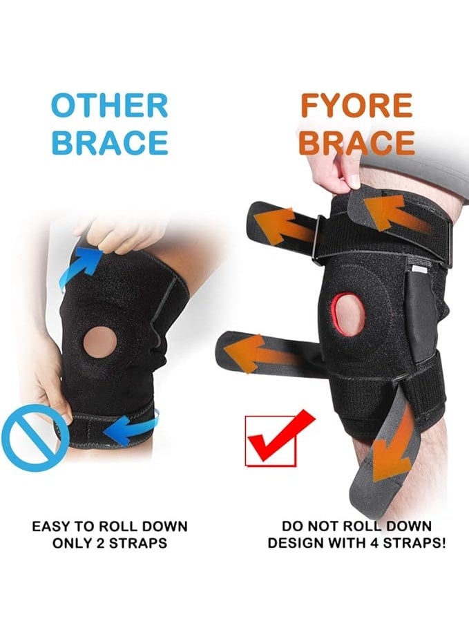 دعامة ركبة طبية مفصلية للجنسين مشد رياضي متطور لدعم الرباط الصليبي واصابات الأربطة والأوتار، واقي ركبة قابل للتعديل للحماية من التهاب المفاصل وتأمين الركبة أثناء - Image 4