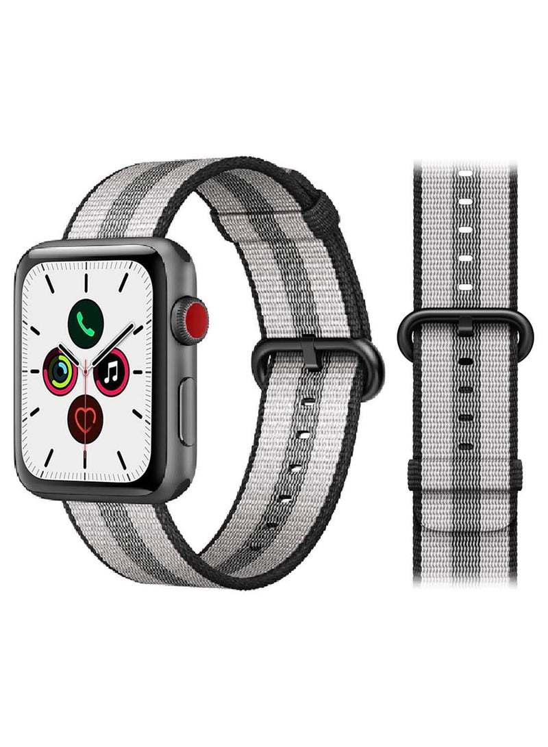 NIBEMINENT Nylon Replacement Band For Apple Watch Series 5/4/3/2/1 44/42mm Black Stripe