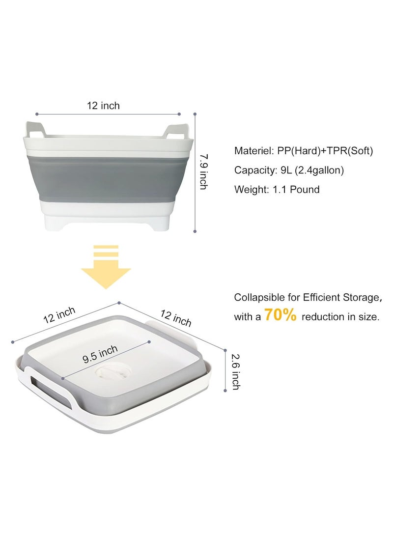Collapsible Dish Tub 9L-Collapsible Basin Bucket Portable Sink-Outdoor Multiuse Foldable Sink Tub Wash Dish Basin for Kitchen Sink RV Camping  - Image 3
