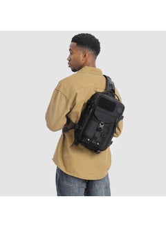 Ozuko Men's Tactical Chest Bag Sport Waterproof Crossbody Outdoor Multi-Functional Stylish Brand OxFord Cloth Anti-Wear Shockproof-Color:Black-Size:【 37*25*12 Cm  0.8kg 】