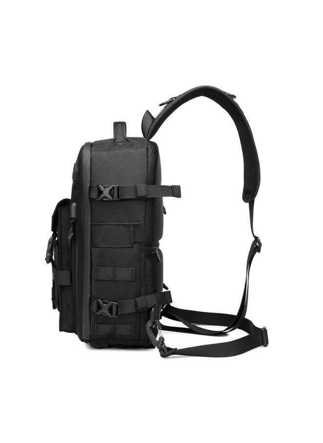 Generic - Ozuko Men's Tactical Chest Bag Sport Waterproof Crossbody Outdoor Multi-Functional Stylish Brand OxFord Cloth Anti-Wear Shockproof-Color:Black-Size:【 37*25*12 Cm  0.8kg 】 - Image 1