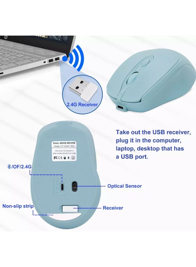 نينغشي ماوس لاسلكي M256 ثنائي الوضع، مزود بخاصية النقر الصامت بتقنية البلوتوث - مستشعر بصري بدقة 1200 نقطة في البوصة، قابل لإعادة الشحن بمنفذ USB C - Image 2
