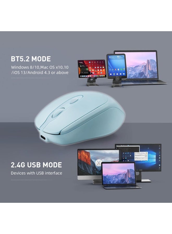 ماوس لاسلكي ثنائي الوضع بتردد 2.4 جيجاهرتز، بلوتوث 5.2، نقرة صامتة، تصميم مريح - مستشعر بصري بدقة 1600 نقطة في البوصة، قابل لإعادة الشحن عبر منفذ USB-C لأجهزة الكمبيوتر المحمولة/الشخصية/آيباد/ماك بوك برو/إير - Image 3