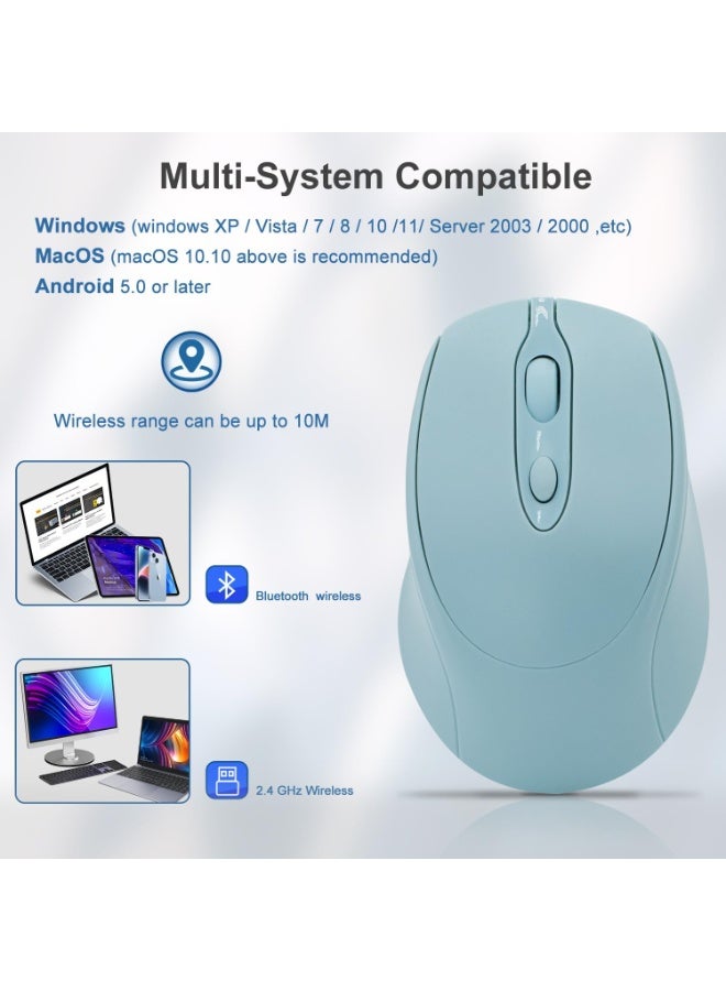 ماوس لاسلكي ثنائي الوضع بتردد 2.4 جيجاهرتز، بلوتوث 5.2، نقرة صامتة، تصميم مريح - مستشعر بصري بدقة 1600 نقطة في البوصة، قابل لإعادة الشحن عبر منفذ USB-C لأجهزة الكمبيوتر المحمولة/الشخصية/آيباد/ماك بوك برو/إير - Image 5