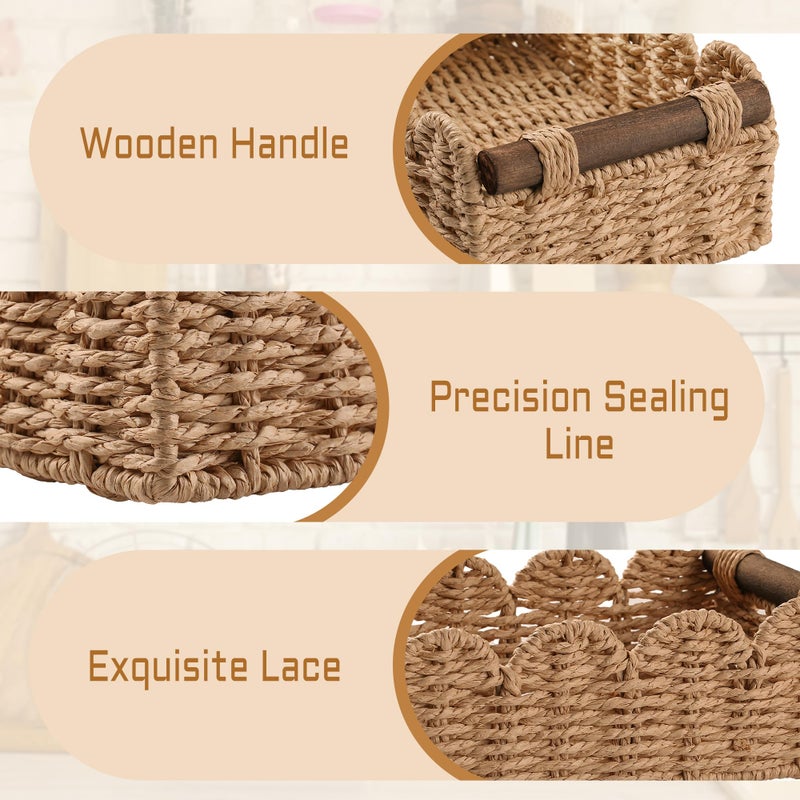 DUO ER Storage Basket Wicker Baskets for Organizing Toilet Paper Storage Basket for Toilet Tank Top,Cream - Image 2