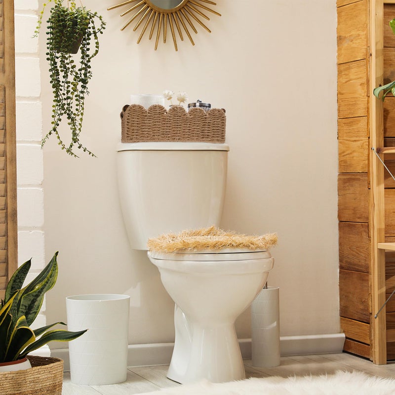 DUO ER Storage Basket Wicker Baskets for Organizing Toilet Paper Storage Basket for Toilet Tank Top,Cream - Image 3