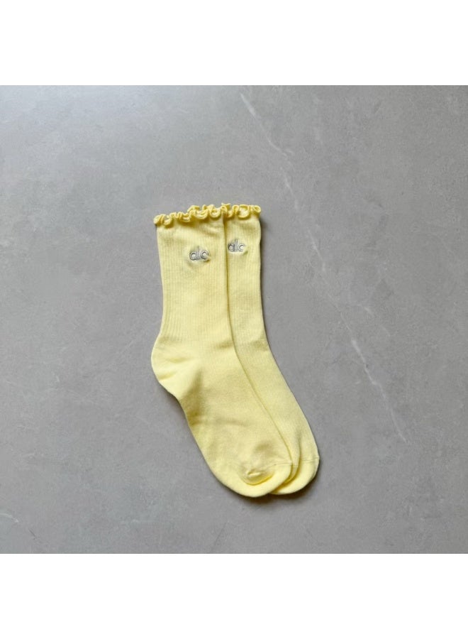 alo Alo New Lace Candy Color Solid Embroidered English Spring/Summer Women's Slouch Socks 