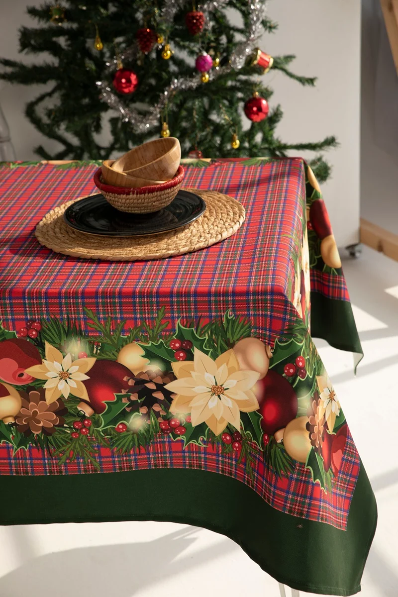 Ays Home Red Ball Pattern New Year Tablecloth