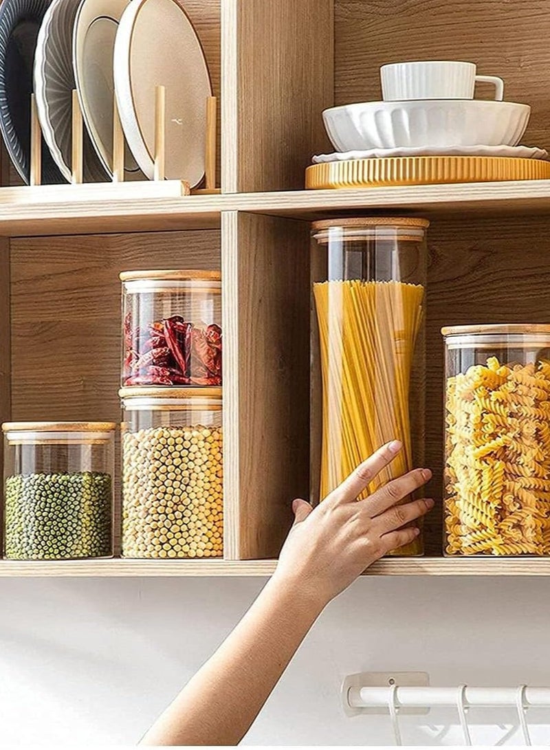 4 piece Glass Storage Jar with Bamboo Lids,Glass Airtight Canisters sets,Spice Jar, Pantry Organization and Storage Containers Ideal for Sugar, Coffee, Cookie, Candy,Cereals (1800ml/63.3 oz) - Image 5