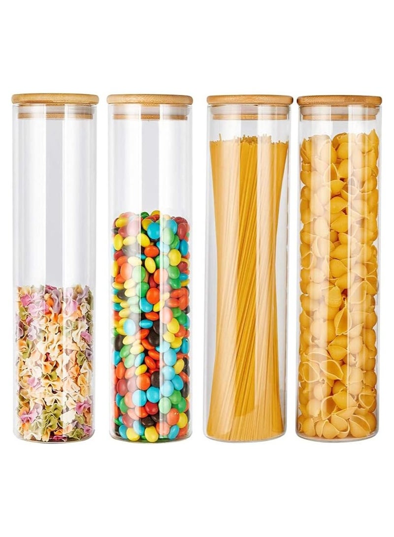 4 piece Glass Storage Jar with Bamboo Lids,Glass Airtight Canisters sets,Spice Jar, Pantry Organization and Storage Containers Ideal for Sugar, Coffee, Cookie, Candy,Cereals (1800ml/63.3 oz) - Image 1