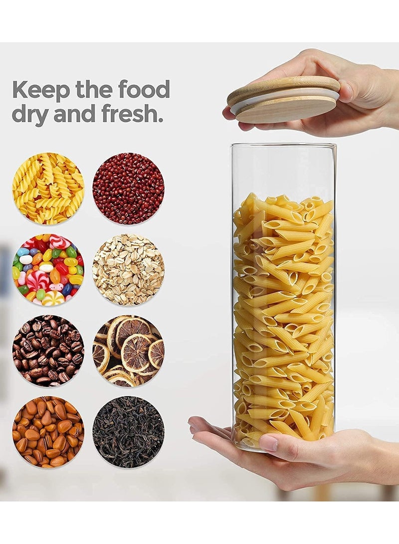 4 piece Glass Storage Jar with Bamboo Lids,Glass Airtight Canisters sets,Spice Jar, Pantry Organization and Storage Containers Ideal for Sugar, Coffee, Cookie, Candy,Cereals (1800ml/63.3 oz) - Image 2