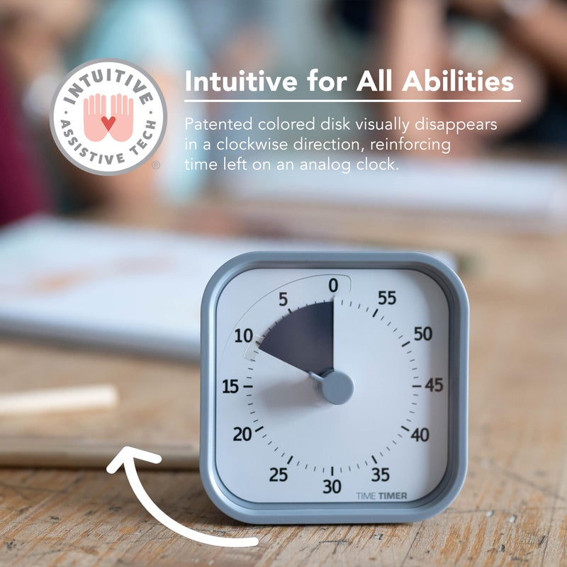 TIME TIMER Home MOD - 60 Minute Kids Visual Timer Home Edition - for Homeschool Supplies Study Tool, Timer for Kids Desk, Office Desk and Meetings with Silent Operation (Pale Shale) - Image 2