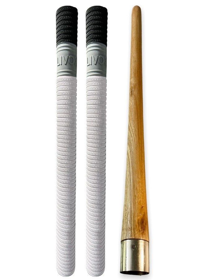 LIVOX Comfortable Fit Ultra Tacky Cricket Bat Handle Rubber Grip with Cone for Better Shock Absorbing Cricket Accessories Gripper Cone, 2 Grips and 1 Wooden Cone - Image 1