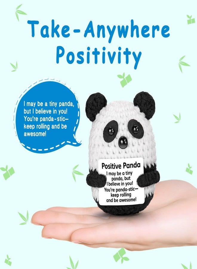 FliipFlaap Positive Crochet Animal Panda – Cute Handmade Emotional Support Gift, Valentine’s & Galentine’s Day Encouragement Decor for Women Men, Birthday Present for Girlfriend Boyfriend Friends Coworkers - Image 2
