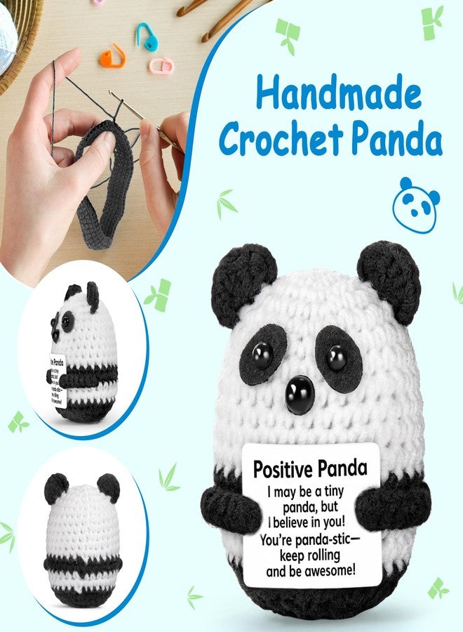 FliipFlaap Positive Crochet Animal Panda – Cute Handmade Emotional Support Gift, Valentine’s & Galentine’s Day Encouragement Decor for Women Men, Birthday Present for Girlfriend Boyfriend Friends Coworkers - Image 3