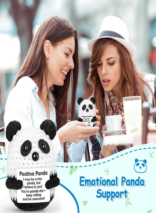 FliipFlaap Positive Crochet Animal Panda – Cute Handmade Emotional Support Gift, Valentine’s & Galentine’s Day Encouragement Decor for Women Men, Birthday Present for Girlfriend Boyfriend Friends Coworkers - Image 4