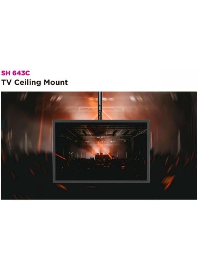 Skilltech SH 643C Ceiling Mount for 26"–75" LED LCD TVs – Max VESA 600x400, Adjustable Drop Height 2.5m to 3m, 50kg Load Capacity, Full Motion Swivel Tilt, Durable Black Steel Construction for Home, Office, Retail, Conference Room & Public Display Installations - Image 5