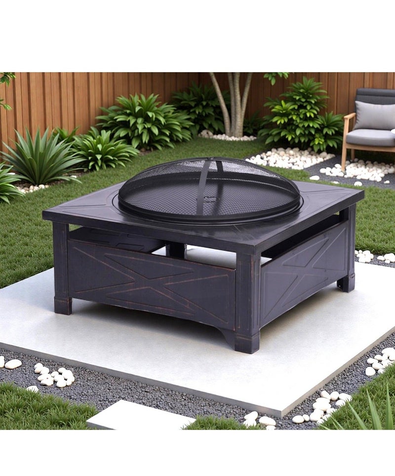 البوادي حديقة النار حفرة الفحم شواء الجدول في الهواء الطلق حرق الخشب سخان مربع موقد - Image 1