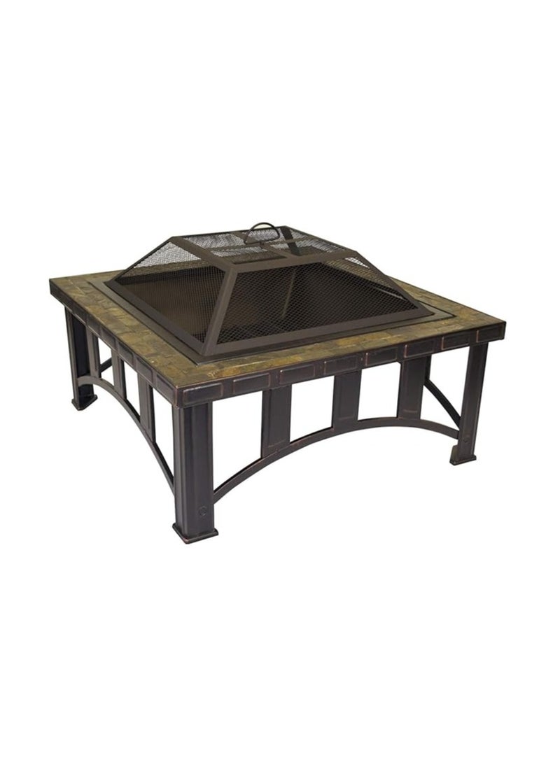 Albawadi Garden Fire Pit Charcoal BBQ Table Outdoor Wood Burning Heater Square Stove  - Image 2