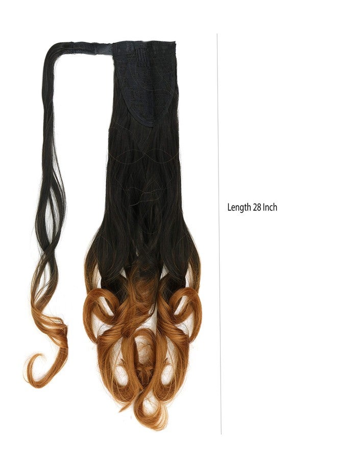 Paradise® Curly Wrap Around Ponytail Hair Extensions For Women And Girls Black + Ombre150 grams pack of 1 - Image 2