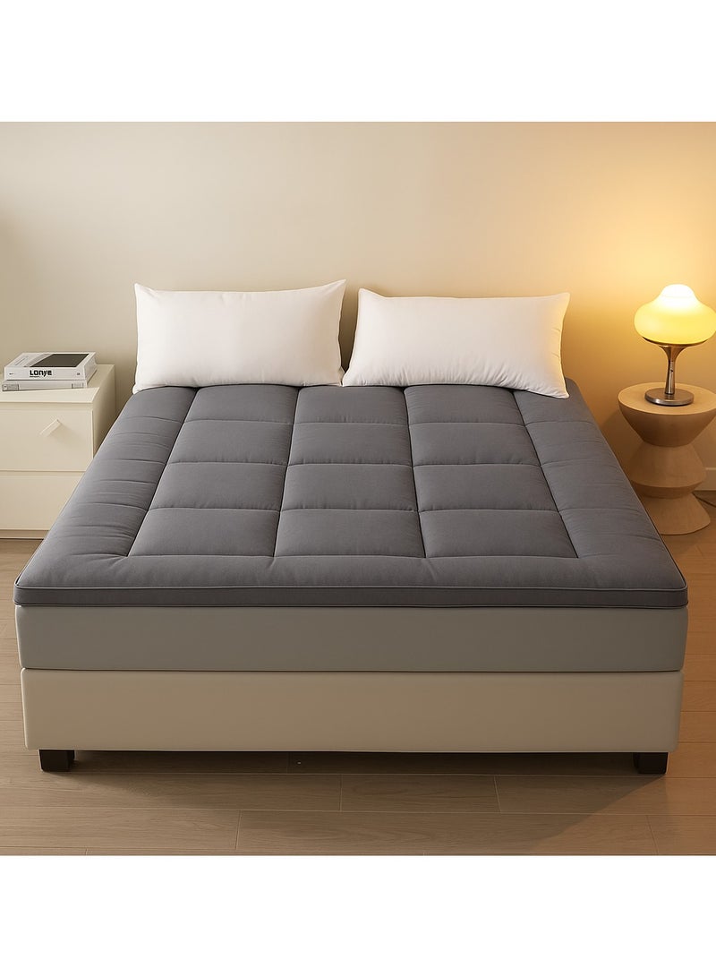 MAXQON Mattress Topper 6CM Thickness  Quilted Microfiber 600gsm, King/Queen/Double/Single Sizes, Color Grey  - Image 1
